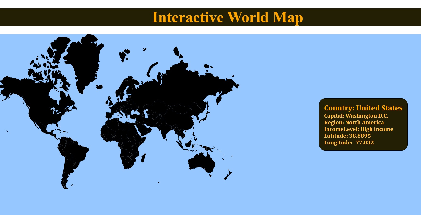 Interactive World Map built using Angular, and deployed in Firebase